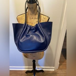 Proenza Schouler navy blue ruched leather purse from Italy